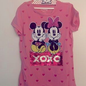 Disney Pink Mickey and Minnie Short Sleeve Tee, good condition, 💝15% off bundle